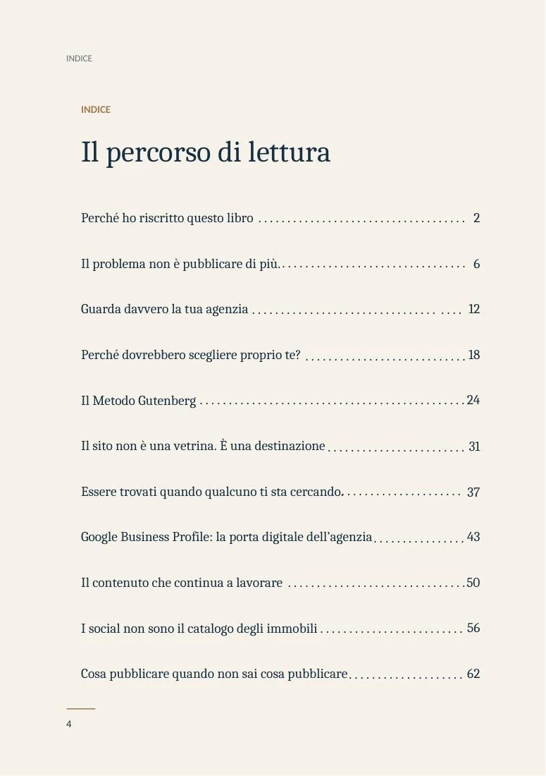 Indice del libro, pagina 4