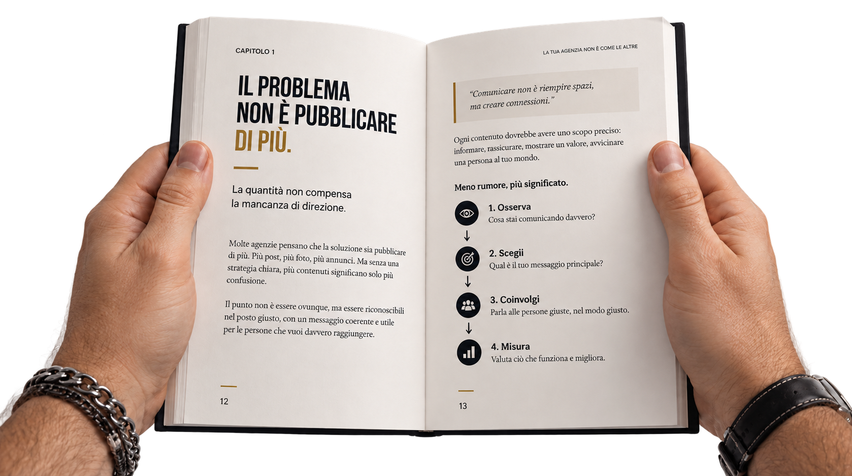 Libro aperto tenuto tra le mani