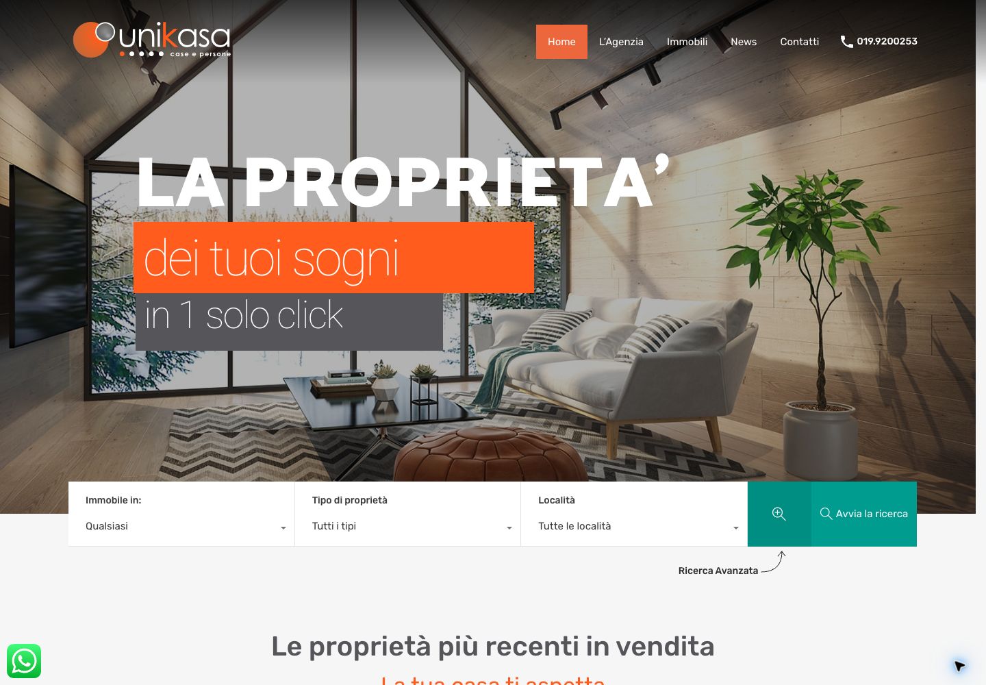 Homepage del sito Unikasa Immobiliare
