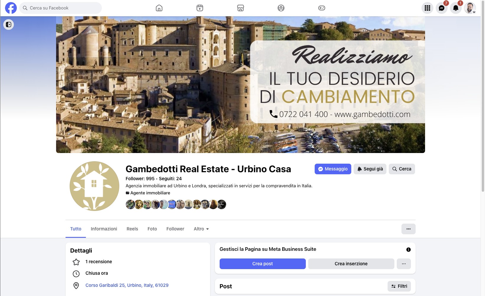 Facebook Gambedotti Real Estate — schermata 1 di 9