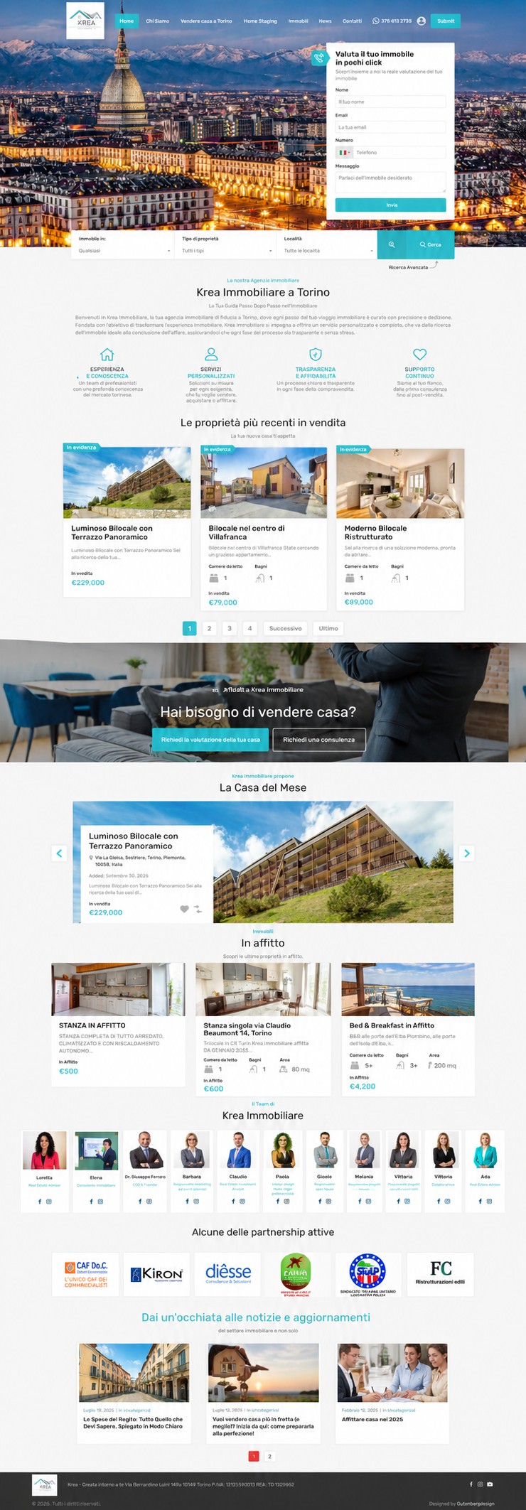 Sito web Krea DOPO — screenshot completo